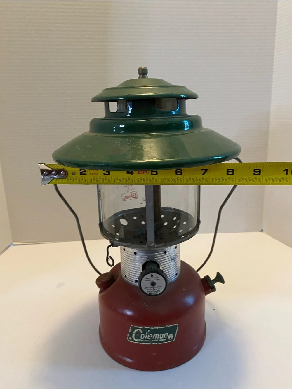 Coleman Lantern Big Hat 228E Double Mantle Green & Red With Bail Handle
